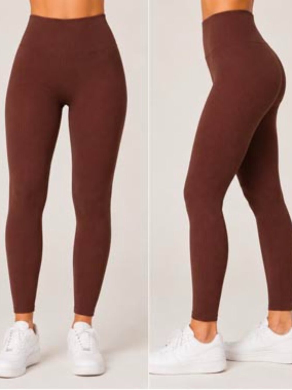 Women’s Chocolate Seamless Ribbed Leggings | High-Waisted Stretch Activewear